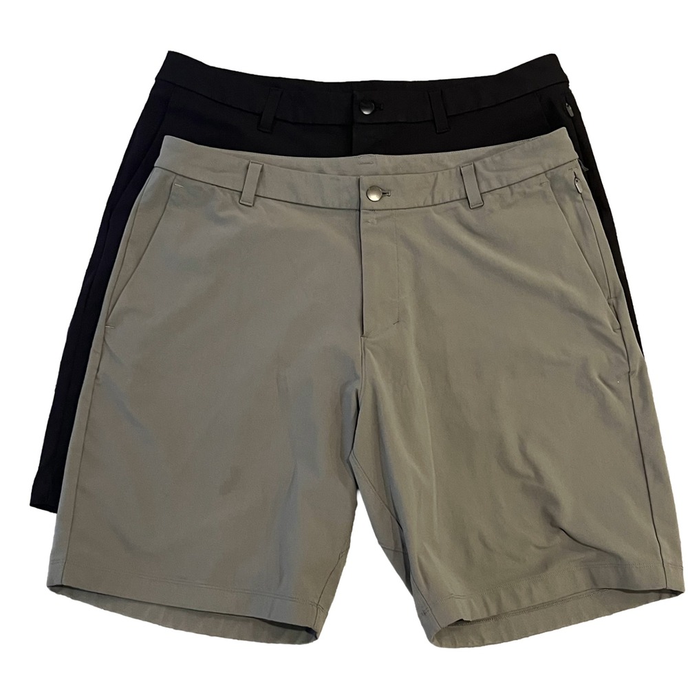 Lot of 2 Lululemon Shorts Mens 36 Black 10.5" Green 9" Performance Stretch Golf
